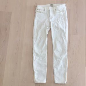 J crew white denim Sz 25 toothpick stretch jeans